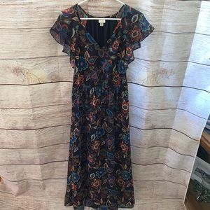 Navy Blue Floral Maxi Dress